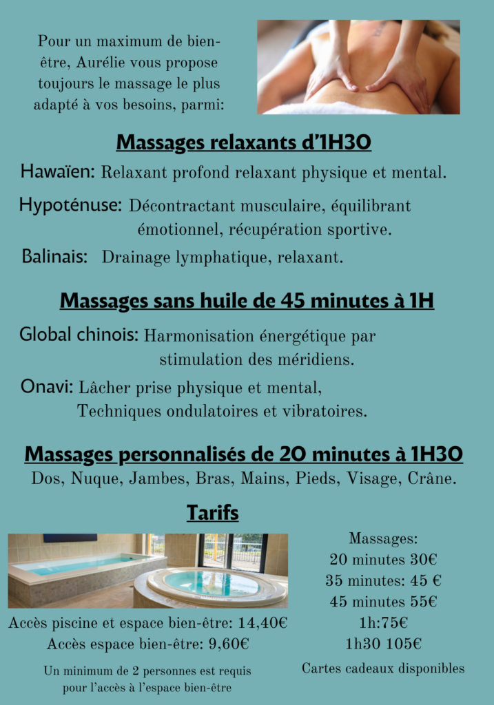 Affiche Hanami Massage Mieux-être — tarifs